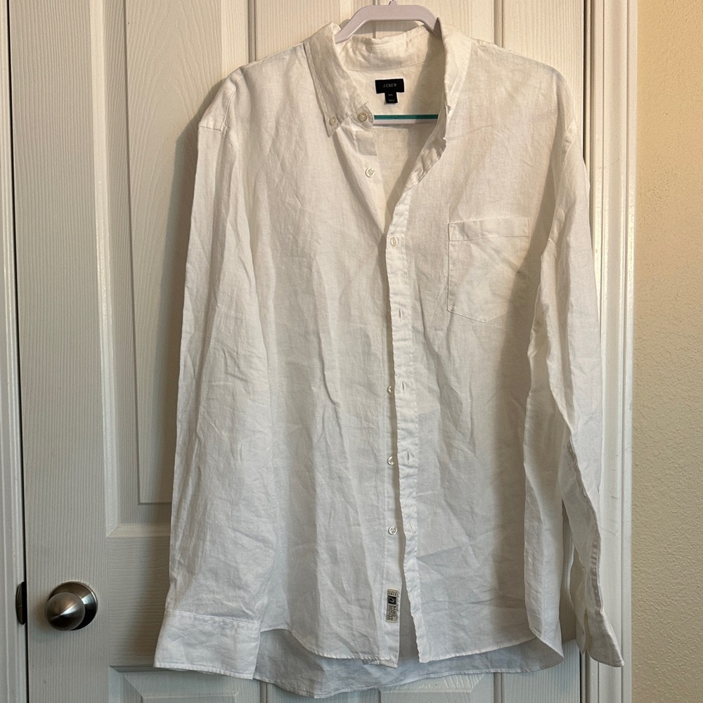 J. Crew Crisp White Casual Button-Down Shirt